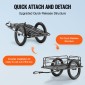VEVOR Bike Cargo Trailer, 275 lbs/124,7 kg χωρητικότητα φορτίου, βαρέως τύπου καρότσι ποδηλάτου, αναδιπλούμενος συμπαγής χώρος αποθήκευσης & γρήγορη απελευθέρωση με γενικό κοτσαδόρο, τροχοί 20" (50,8 cm), ταιριάζει στους περισσότερους τροχούς ποδ