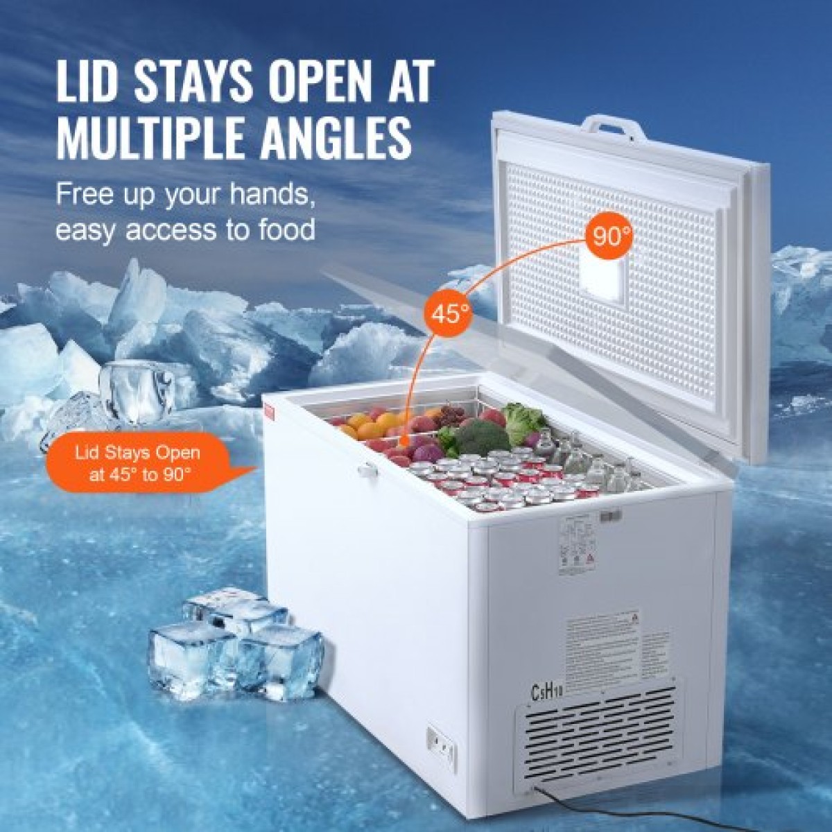 VEVOR Chest Freezer, 12,8 cu.ft / 345 L Μεγάλη κατάψυξη & 4 αφαιρούμενα καλάθια, Επαγγελματικοί καταψύκτες στο επάνω μέρος ανοιχτής πόρτας με ανοιγόμενη πόρτα με καπάκι κλειδώματος, ρυθμιζόμενη θερμοκρασία 7 επιπέδων, φωτισμός LED, 6 τροχοί