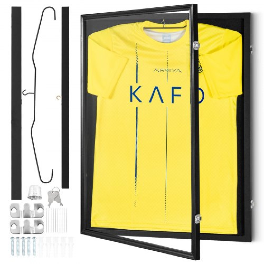 Θήκη πλαισίου οθόνης VEVOR Jersey, 590 x 790 x 40 mm (23,3 x 31,2 x 1,5 ίντσες), Μεγάλο Sport Jersey Shadow Box με 98% προστασία από υπεριώδη ακτινοβολία για υπολογιστή και κρεμάστρες, για μπλούζα και στολή για μπάσκετ μπάσκετ ποδοσφαίρου χόκεϊ