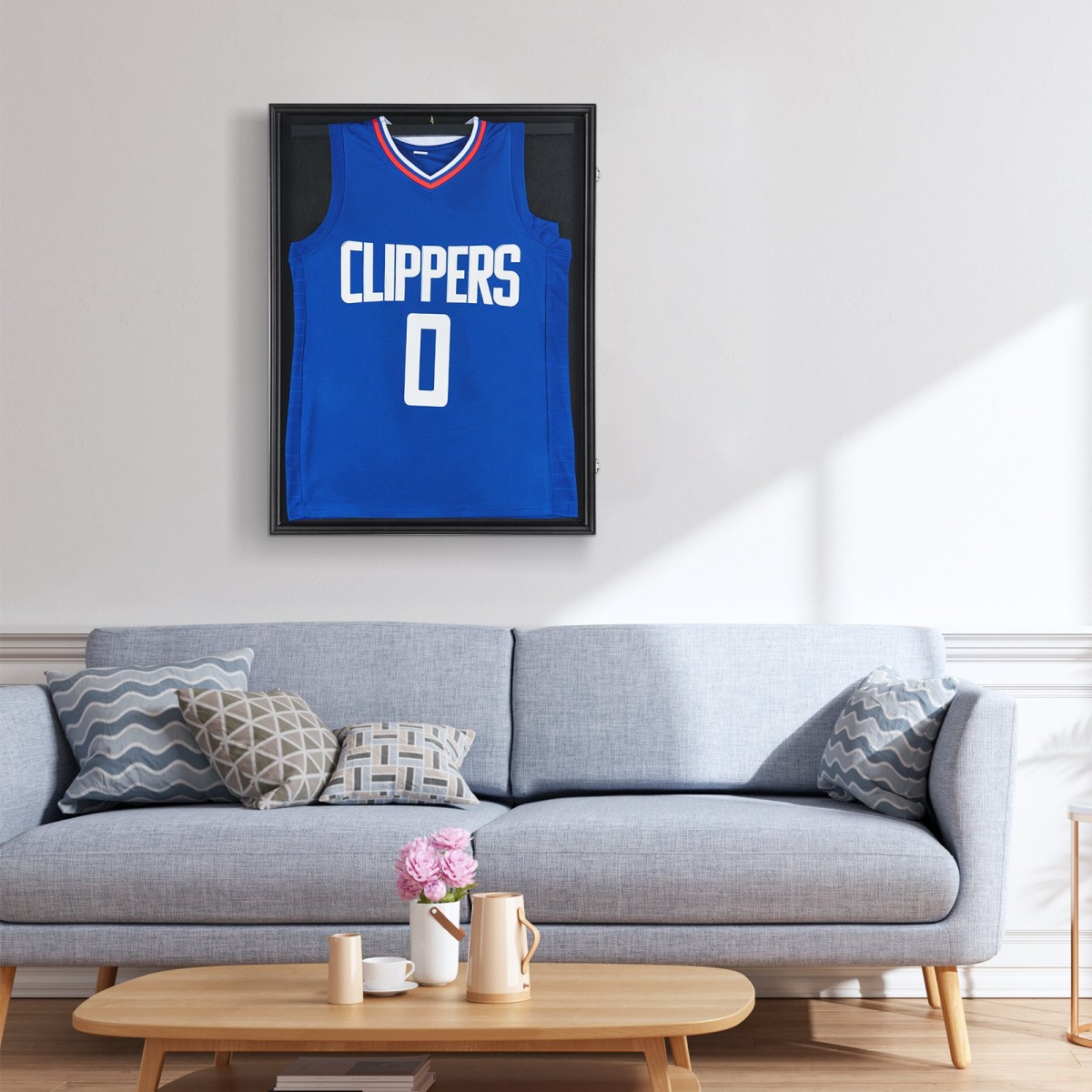 Θήκη πλαισίου οθόνης VEVOR Jersey, 590 x 790 x 40 mm (23,3 x 31,2 x 1,5 ίντσες), Μεγάλο Sport Jersey Shadow Box με 98% προστασία από υπεριώδη ακτινοβολία για υπολογιστή και κρεμάστρες, για μπλούζα και στολή για μπάσκετ μπάσκετ ποδοσφαίρου χόκεϊ