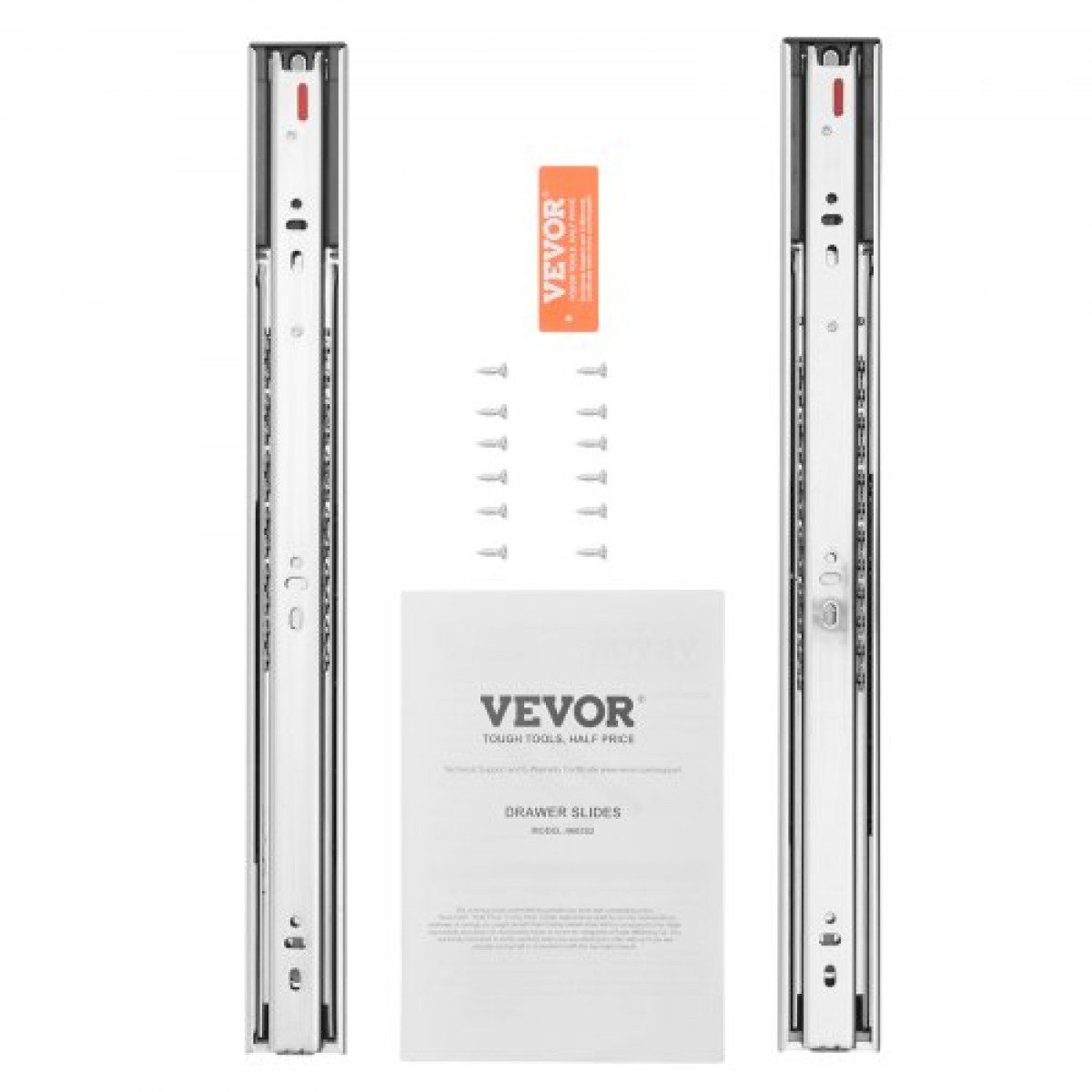 VEVOR 10 ζεύγη 457,2 χιλιοστών συρταριών συρταριών πλαϊνής βάσης, βαρέως τύπου χαλύβδινη ράγα πλήρους επέκτασης, Soft-close Noiseless Guide Glides Ντουλάπα κουζίνας με ρουλεμάν, χωρητικότητα φορτίου 100 λίβρες