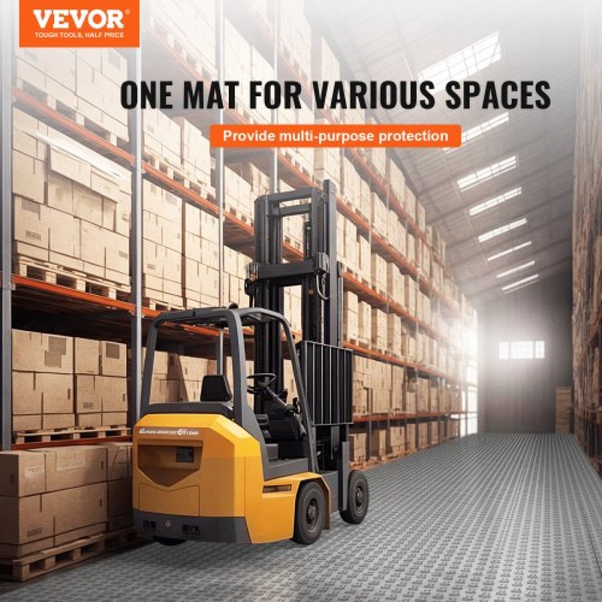 VEVOR Πλακάκια γκαράζ Interlocking, 12 x 12 x 0,53 ιντσών 50 Pack Πλακάκια δαπέδου γκαράζ, αντιολισθητικά πλακάκια δαπέδου γκαράζ διπλής όψης, για γκαράζ, υπόγεια, επισκευαστήρια, ασήμι