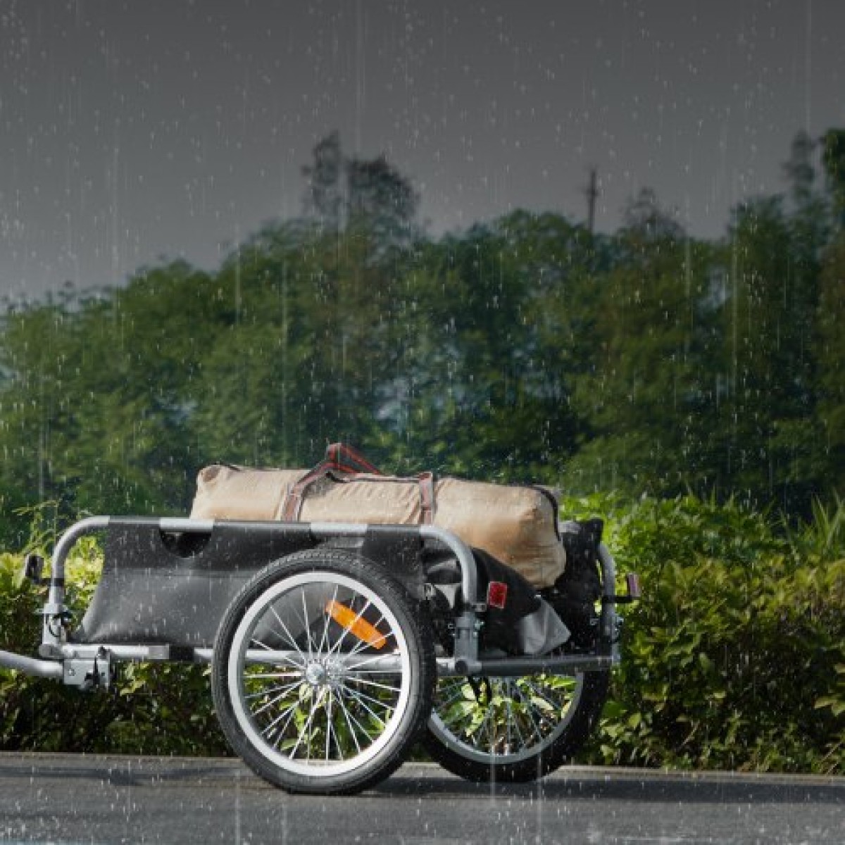 VEVOR Bike Cargo Trailer, χωρητικότητα 100 lbs, βαρέως τύπου καρότσι ποδηλάτου, αναδιπλούμενο συμπαγές χώρο αποθήκευσης & γρήγορη απελευθέρωση με γενικό κοτσαδόρο, τροχοί 16", ασφαλείς ανακλαστήρες, χωράει σε τροχούς ποδηλάτου 22"-28"