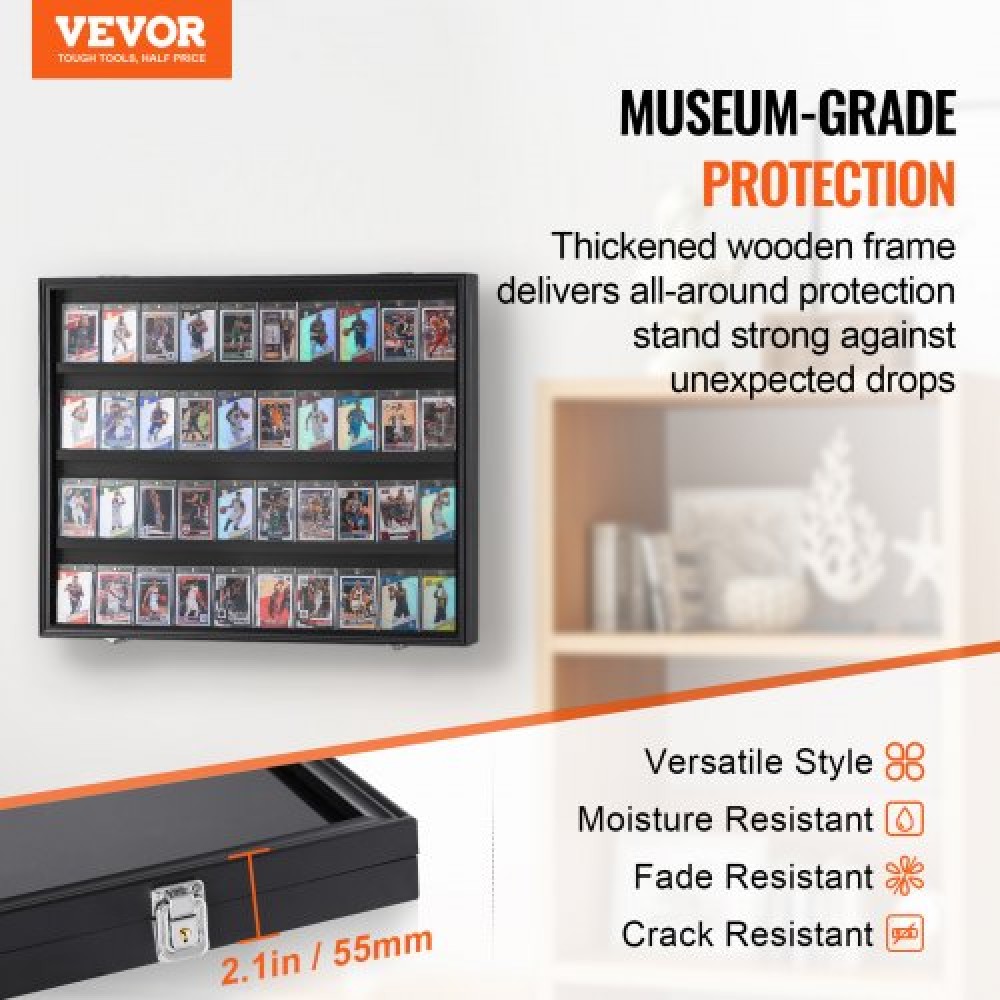 Θήκη οθόνης για αθλητικές κάρτες VEVOR 36, 30,5x24,3x2,1 ίντσες/77,5x61,7x5,3 cm, Πλαίσιο προβολής κάρτας μπέιζμπολ με 98% προστασία UV Clear View γυαλί υπολογιστή, ντουλάπι τοίχου που κλειδώνει για εμπορική κάρτα μπάσκετ χόκεϊ ποδοσφαίρου