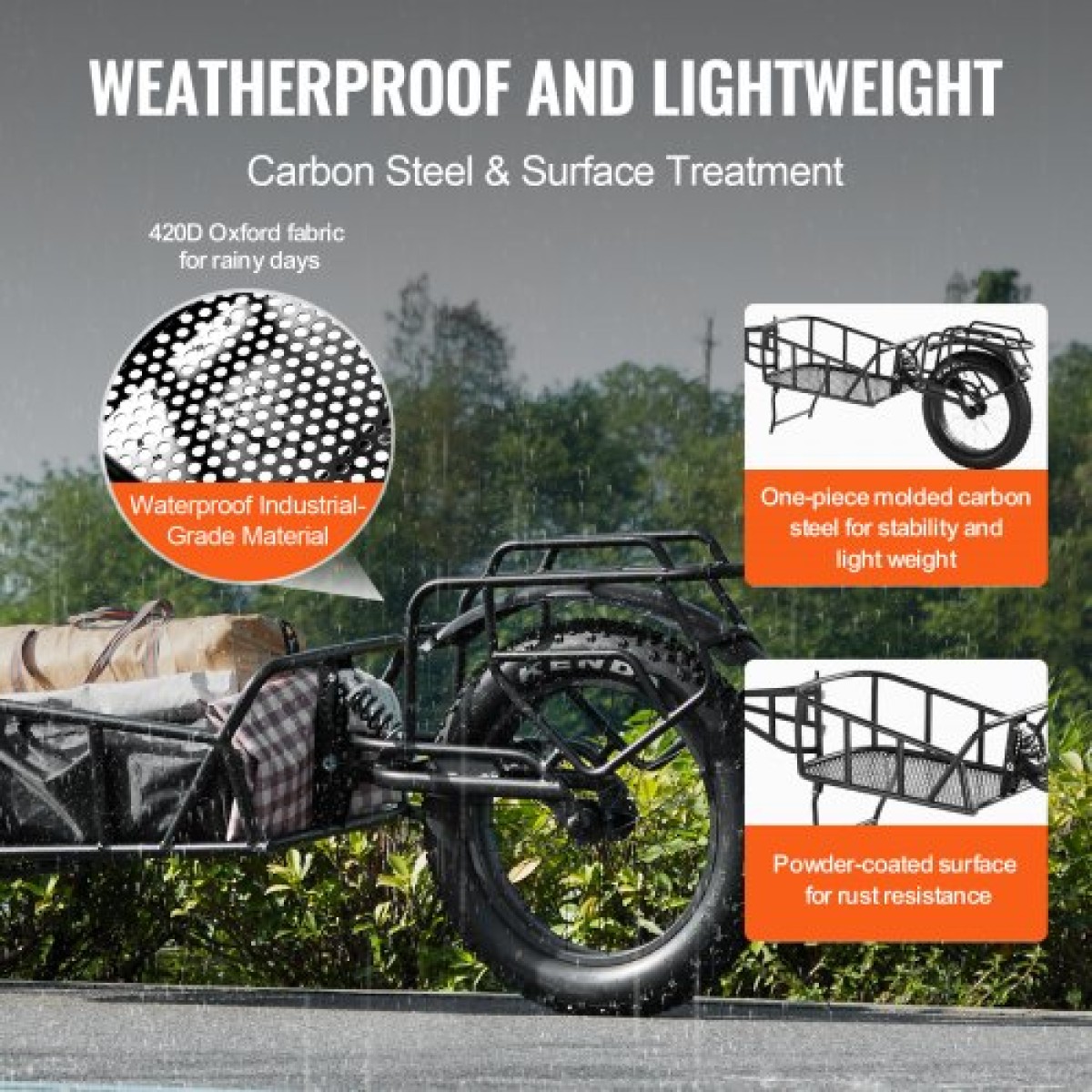 VEVOR Bike Cargo Trailer, χωρητικότητα 70 lbs, βαρέως τύπου καρότσι ποδηλάτου, συμπαγής αποθήκευση & δομή γρήγορης απελευθέρωσης με γενικό κοτσαδόρο, τροχοί 20", ταιριάζει στους περισσότερους τροχούς ποδηλάτου, πλαίσιο από ανθρακούχο χάλυβα