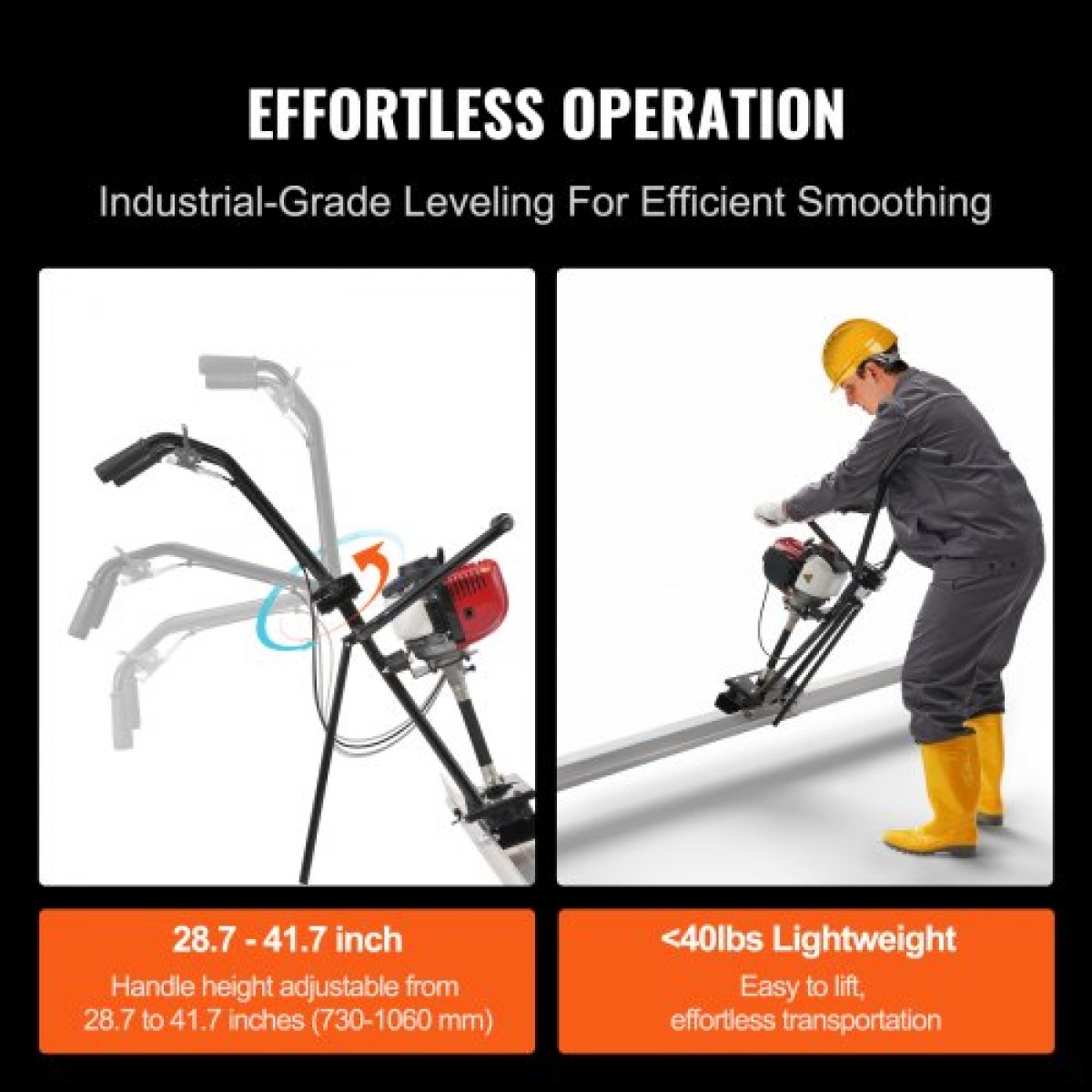 VEVOR Gas Concrete Power Screed, 6ft/8ft/11ft Σετ ράβδων πλάκας αλουμινίου, δονούμενος κινητήρας φινιρίσματος τσιμέντου 4 χρόνων με ρυθμιζόμενες λαβές, εργαλεία σκυροδέματος υψηλής απόδοσης 6500rpm