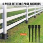 VEVOR Fence Post Anchor Ground Spike, 4 πακέτο 36 x 4 x 4 ίντσες εξωτερική διάμετρος (εσωτερική διάμετρος 3,5 x 3,5 ίντσες), μεταλλική μαύρη σκόνη με επίστρωση πάσσαλου, για κιγκλίδωμα κήπου κατάστρωμα γραμματοκιβωτίου