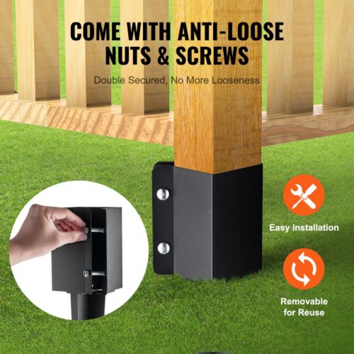 VEVOR Fence Post Anchor Ground Spike, 4 πακέτο 36 x 4 x 4 ίντσες εξωτερική διάμετρος (εσωτερική διάμετρος 3,5 x 3,5 ίντσες), μεταλλική μαύρη σκόνη με επίστρωση πάσσαλου, για κιγκλίδωμα κήπου κατάστρωμα γραμματοκιβωτίου