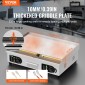 Εμπορική ηλεκτρική σχάρα VEVOR, 655 x 400 mm, 4000W, Ρυθμιζόμενος έλεγχος θερμοκρασίας 50-300°C, Επίπεδη ψησταριά από ανοξείδωτο ατσάλι με 2 σπάτουλες, 2 βούρτσες και 4 μαξιλαράκια ποδιών, για μπριζόλα (ΧΩΡΙΣ ΒΙΣΜΑ)