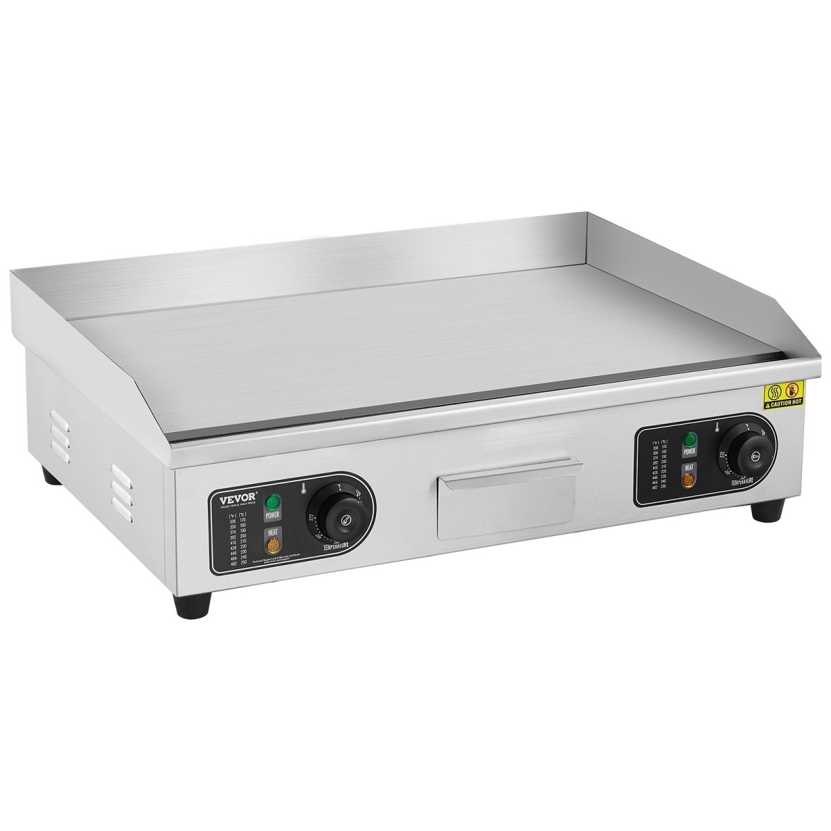 Εμπορική ηλεκτρική σχάρα VEVOR, 655 x 400 mm, 4000W, Ρυθμιζόμενος έλεγχος θερμοκρασίας 50-300°C, Επίπεδη ψησταριά από ανοξείδωτο ατσάλι με 2 σπάτουλες, 2 βούρτσες και 4 μαξιλαράκια ποδιών, για μπριζόλα (ΧΩΡΙΣ ΒΙΣΜΑ)
