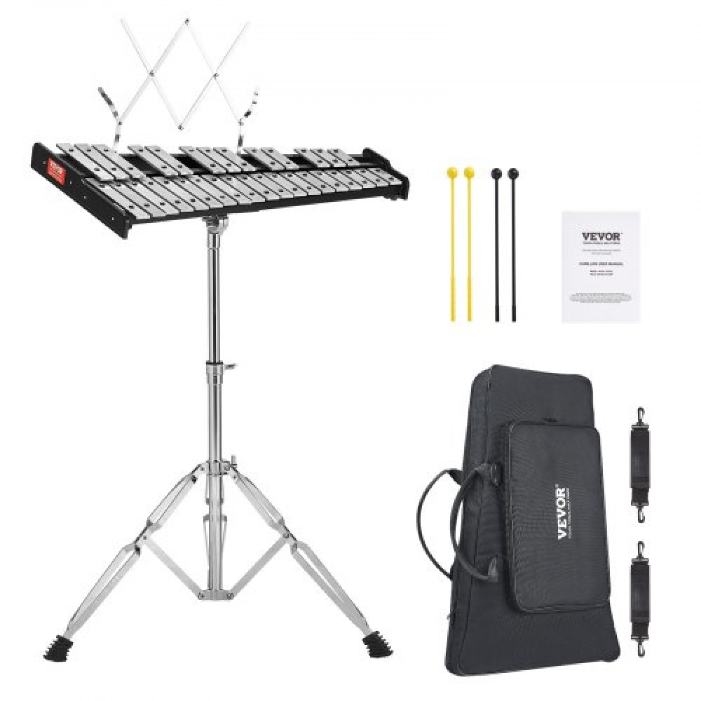 VEVOR 32 Note Glockenspiel Κιτ καμπάνας ξυλόφωνου, επαγγελματικό σετ οργάνων κρουστών με σφύλες, ντραμς, βάση μουσικής, ρυθμιζόμενη βάση και τσάντα μεταφοράς για μαθητές και ενήλικες