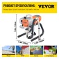 VEVOR Pro Airless Paint Paint Sprayer, Ηλεκτρικό Πιστόλι Ψεκασμού 1800W, Ρυθμιζόμενη πίεση ψεκασμού με σωλήνα για τοίχο και οροφή/χρώματα ξύλου και μετάλλων
