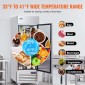 Επαγγελματικό Ψυγείο VEVOR 20,12 Cu.ft, Reach In όρθιο Ψυγείο μονή πόρτα, αυτόματη απόψυξη ανοξείδωτο ψυγείο με 3 ράφια, έλεγχο θερμοκρασίας 28,4 έως 46,4 ° F και 4 τροχούς