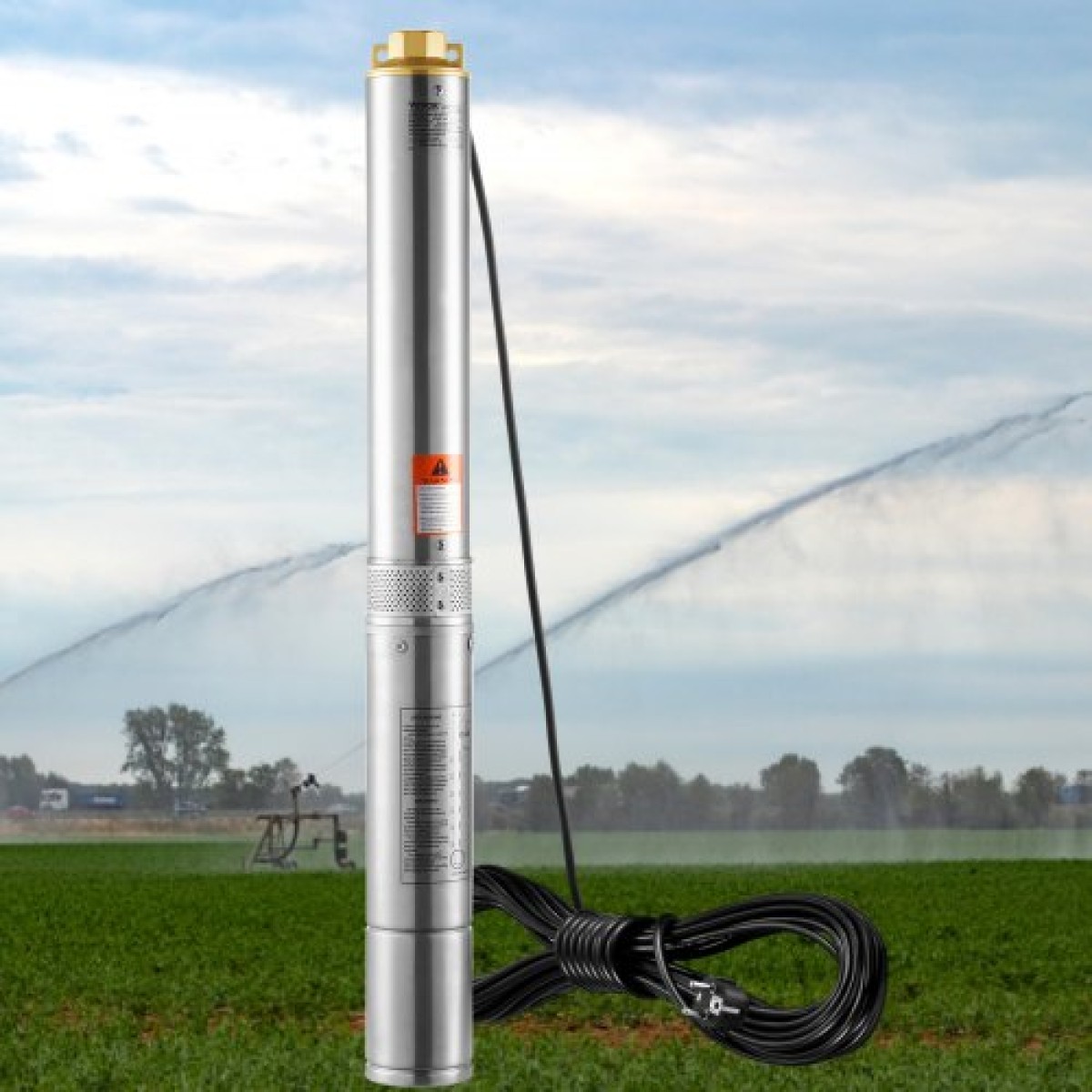 Υποβρύχια αντλία VEVOR Deep Well, 750W 230V 60Hz, 7,1 m³/h Μέγιστη ροή 75 m Max Head, με ηλεκτρικό καλώδιο 9,1 m, Αντλία νερού από ανοξείδωτο χάλυβα για βιομηχανική, άρδευση και οικιακή χρήση, IP68 αδιάβροχο βαθμό