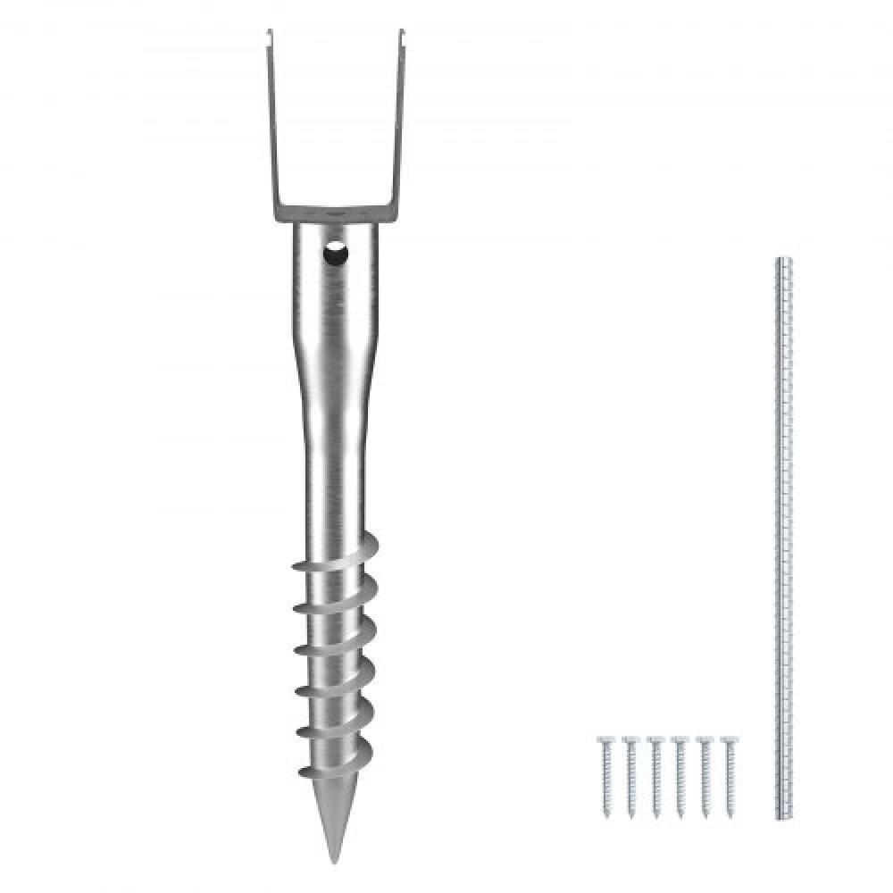 VEVOR No Dig Ground Anchor, 1 Pack 3,94 x 2,76 x 27,56 in DIY Screw in Post Stake, Περιλαμβάνει 6 Lag Bots & Rebar, U-Shape Heavy Duty Steel Stand, Ιδανική για στύλους γραμματοκιβωτίου και στύλους φράχτη