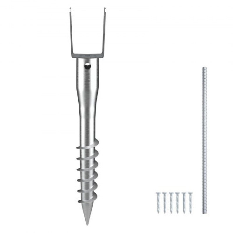VEVOR No Dig Ground Anchor, 1 Pack 3,94 x 2,76 x 27,56 in DIY Screw in Post Stake, Περιλαμβάνει 6 Lag Bots & Rebar, U-Shape Heavy Duty Steel Stand, Ιδανική για στύλους γραμματοκιβωτίου και στύλους φράχτη
