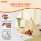 VEVOR Παιδική σκηνή παιχνιδιού, σκηνή Teepee για παιδιά 1-5 ετών, σκηνή για νήπια με ματ και βελούδινες διακοσμητικές μπάλες, σκηνή για παιδιά με παράθυρα για εσωτερικούς και εξωτερικούς χώρους, για αγόρια και κορίτσια, μπεζ