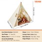 VEVOR Παιδική σκηνή παιχνιδιού, σκηνή Teepee για παιδιά 1-5 ετών, σκηνή για νήπια με ματ και βελούδινες διακοσμητικές μπάλες, σκηνή για παιδιά με παράθυρα για εσωτερικούς και εξωτερικούς χώρους, για αγόρια και κορίτσια, μπεζ