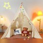 VEVOR Παιδική σκηνή παιχνιδιού, σκηνή Teepee για παιδιά 1-5 ετών, σκηνή για νήπια με ματ και βελούδινες διακοσμητικές μπάλες, σκηνή για παιδιά με παράθυρα για εσωτερικούς και εξωτερικούς χώρους, για αγόρια και κορίτσια, μπεζ