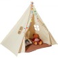 VEVOR Παιδική σκηνή παιχνιδιού, σκηνή Teepee για παιδιά 1-5 ετών, σκηνή για νήπια με ματ και βελούδινες διακοσμητικές μπάλες, σκηνή για παιδιά με παράθυρα για εσωτερικούς και εξωτερικούς χώρους, για αγόρια και κορίτσια, μπεζ