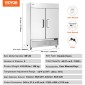 Επαγγελματικός καταψύκτης VEVOR 38,83 Cu.ft, 2 πόρτες σε όρθια κατάψυξη, ανοξείδωτος καταψύκτης αυτόματης απόψυξης με 6 ρυθμιζόμενα ράφια, έλεγχος θερμοκρασίας από -13 έως 5℉ και 4 τροχοί