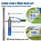Υποβρύχια αντλία VEVOR Deep Well, 1500W 230V 60Hz, 9,8 m³/h 108 m Head, με καλώδιο 19,4 m & εξωτερικό κιβώτιο ελέγχου, Αντλίες νερού από ανοξείδωτο χάλυβα για βιομηχανική, άρδευση και οικιακή χρήση, IP68 αδιάβροχη