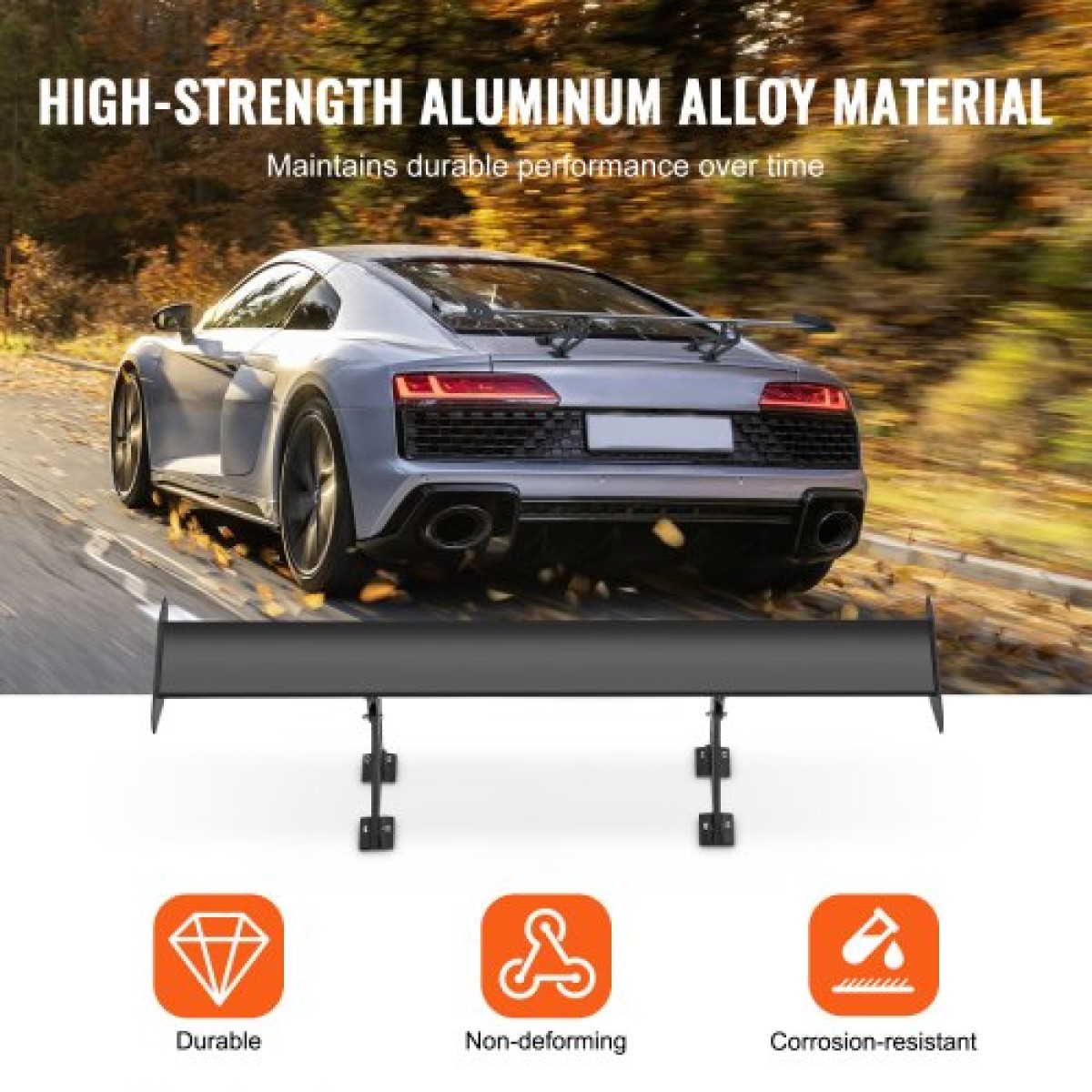 VEVOR Universal Rear Spoiler GT Style Adjustable Trunk Wing Car Racing 43,3"/110 cm
