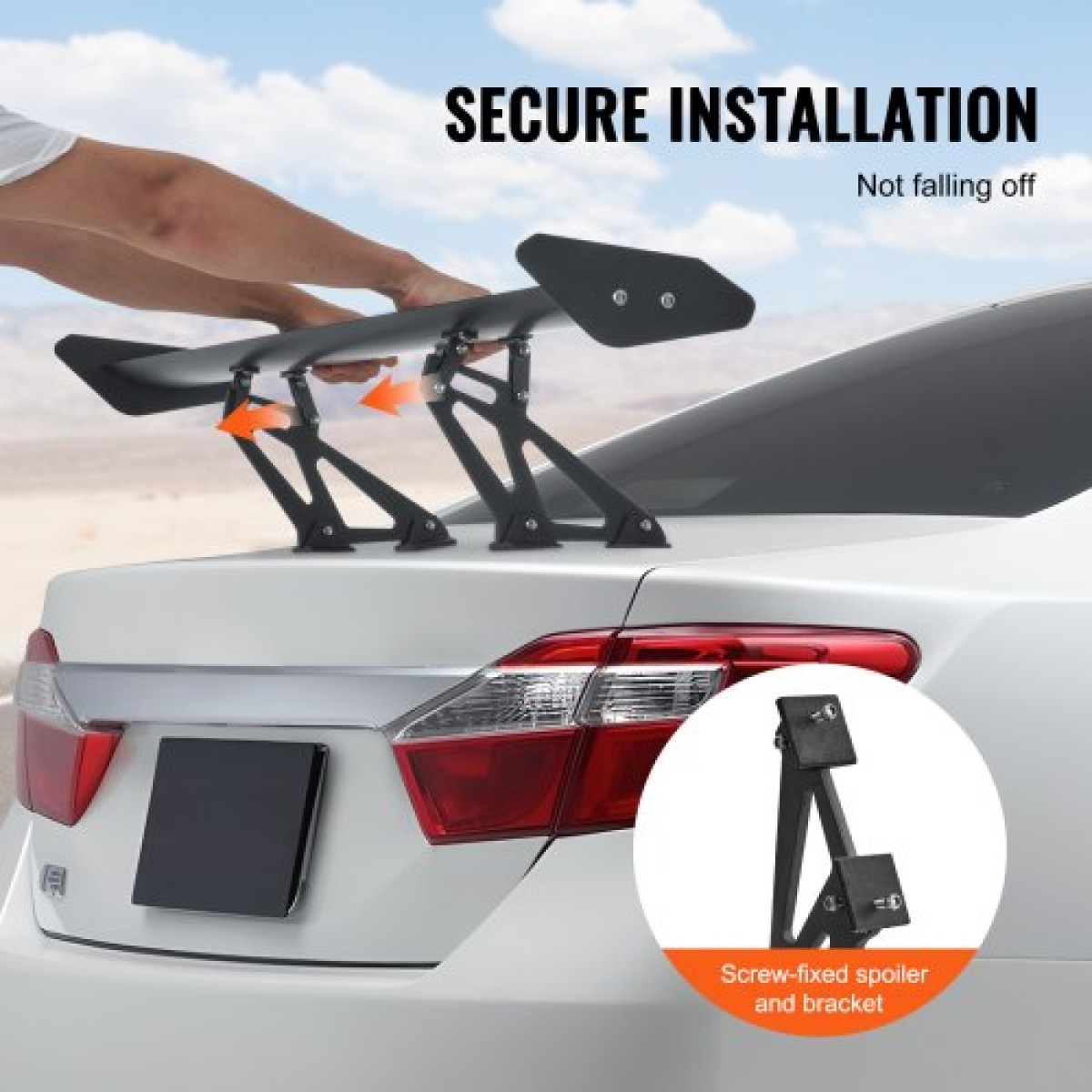 VEVOR Universal Rear Spoiler GT Style Adjustable Trunk Wing Car Racing 43,3"/110 cm