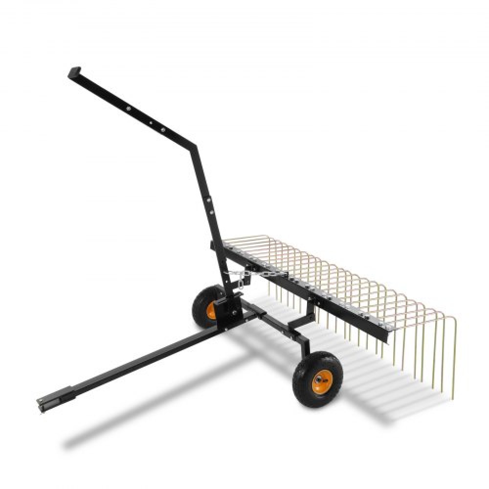 VEVOR Tow Behind Dethatcher, 60 ιντσών Row Dethatcher με 24 Steel Tines, Lawn Dethatcher Rake για ATV ή Mower, Tow Behind Lawn Rake με λαβή ανύψωσης για φύλλα, πευκοβελόνες και γρασίδι