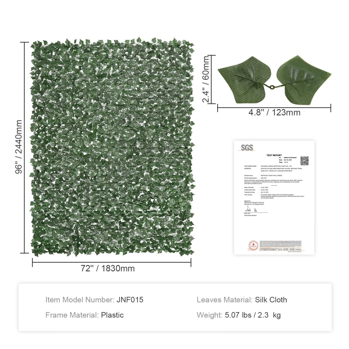 VEVOR Ivy Privacy Fence, 2440 x 1830 mm Τεχνητή πράσινη οθόνη τοίχου, Greenery Ivy Fence με ενισχυμένη άρθρωση, Faux Hedges Διακόσμηση αμπελόφυλλων για εξωτερικό κήπο, αυλή, μπαλκόνι, διακόσμηση βεράντας