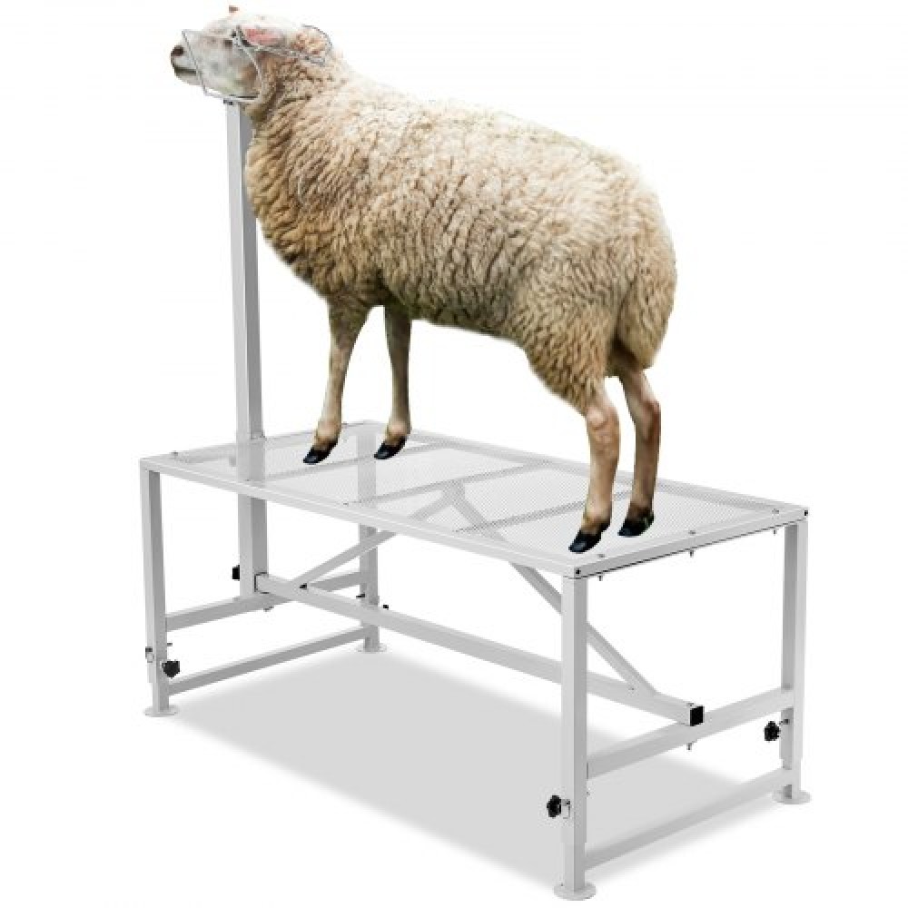 VEVOR Livestock Stand Goat Trimming Stand 21"-33" Height 51x23 in Tabletop White
