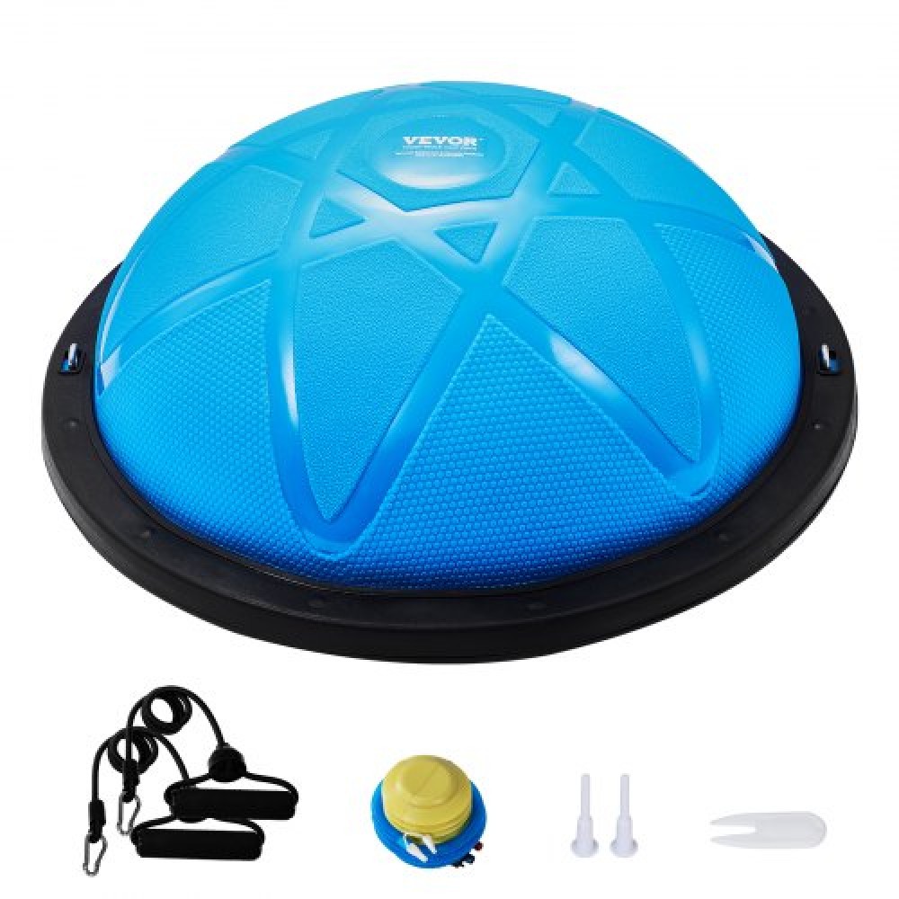 VEVOR Half Exercise Ball Trainer, 23 ιντσών Balance Ball Trainer, 660 lbs Capacity Stability Ball, Yoga Ball with Resistance Bands and Pump, Strength Fitness Ball for Home Gym, Full Body Workouts, Blue
