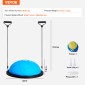 VEVOR Half Exercise Ball Trainer, 23 ιντσών Balance Ball Trainer, 660 lbs Capacity Stability Ball, Yoga Ball with Resistance Bands and Pump, Strength Fitness Ball for Home Gym, Full Body Workouts, Blue