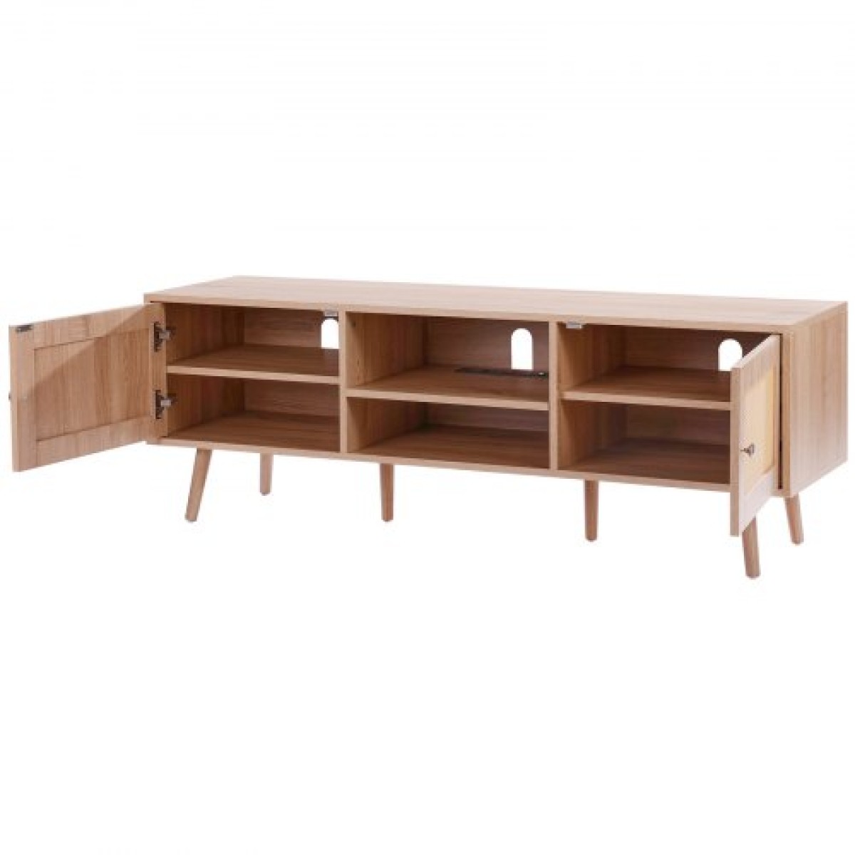 Βάση τηλεόρασης VEVOR Rattan για 65" (165,1 cm) Τηλεόραση Boho Βάση τηλεόρασης με ενσωματωμένη υποδοχή Oak