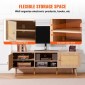 Βάση τηλεόρασης VEVOR Rattan για 65" (165,1 cm) Τηλεόραση Boho Βάση τηλεόρασης με ενσωματωμένη υποδοχή Oak