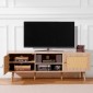Βάση τηλεόρασης VEVOR Rattan για 65" (165,1 cm) Τηλεόραση Boho Βάση τηλεόρασης με ενσωματωμένη υποδοχή Oak
