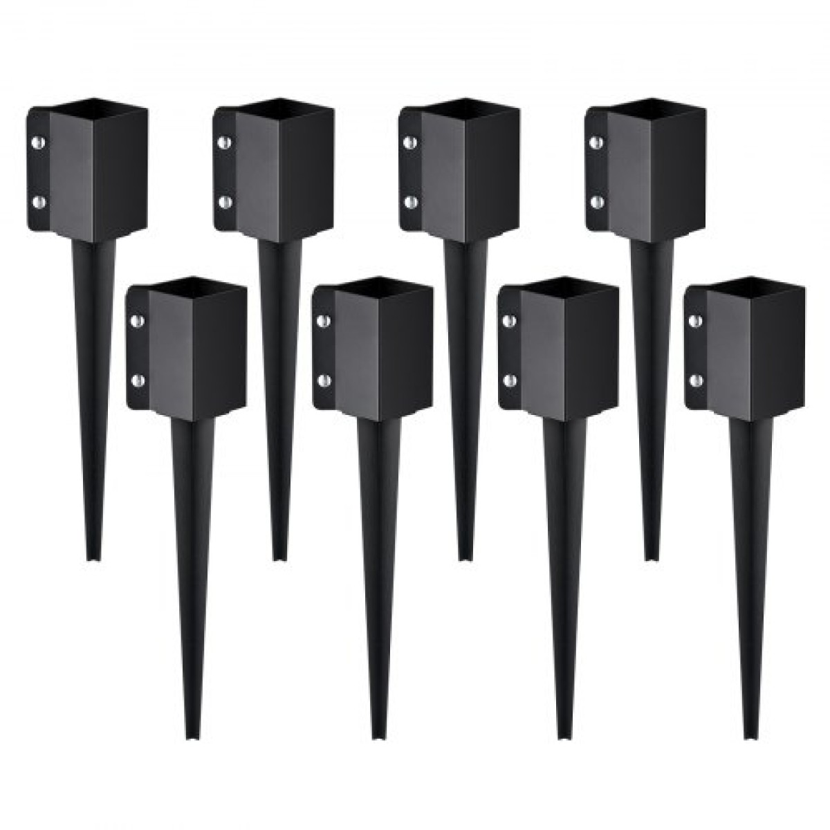Ακίδα εδάφους άγκυρας VEVOR Fence Post, 8 Pack 24 x 4 x 4 ίντσες/61 x 10,2 x 10,2 cm Εξωτερική διάμετρος (εσωτερική διάμετρος 3,5 x 3,5 ίντσες/ 8,9 x 8,9 cm), μεταλλική μαύρη σκόνη με επίστρωση πάσσαλου, για κιγκλίδωμα κήπου
