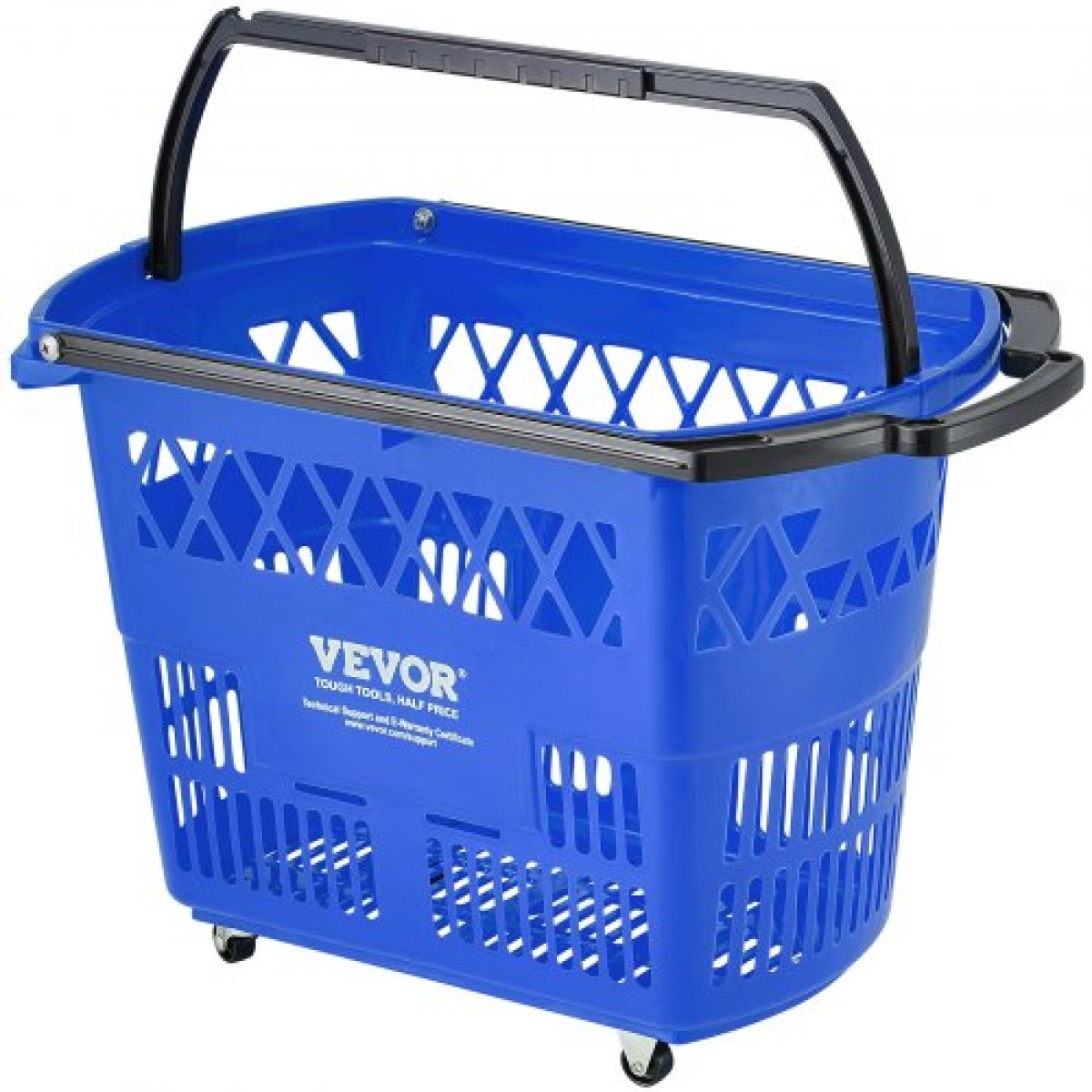 Καλάθια αγορών VEVOR, 6 ΤΕΜ, 39L Καρότσια αγορών με χερούλια, Πλαστικό κυλιόμενο καλάθι αγορών με ρόδες, μεγάλο φορητό σετ καλάθι αγορών για σούπερ μάρκετ, καταστήματα λιανικής, παντοπωλεία, μπλε