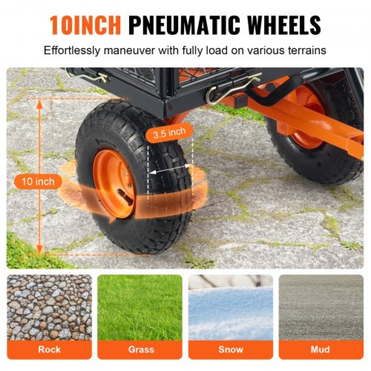 VEVOR Garden Dump Cart Βαρέως τύπου μεταλλικά καρότσια και βαγόνια 880 λίβρες/399,2 κιλά Φόρτωση