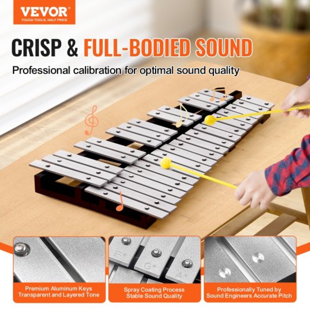 VEVOR 32 Note Glockenspiel Bell Kit, Όργανο κρουστών με σφύλες, ντραμς και τσάντα μεταφοράς, Επαγγελματικό σετ οργάνων κρουστών Glockenspiel Xylophone για ενήλικες και μαθητές