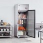 Επαγγελματικός καταψύκτης VEVOR 20,12 Cu.ft, Reach In όρθιος καταψύκτης μονή πόρτα, αυτόματη απόψυξη από ανοξείδωτο ατσάλι με 3 ρυθμιζόμενα ράφια, έλεγχος θερμοκρασίας από -13 έως 5℉ και 4 τροχούς
