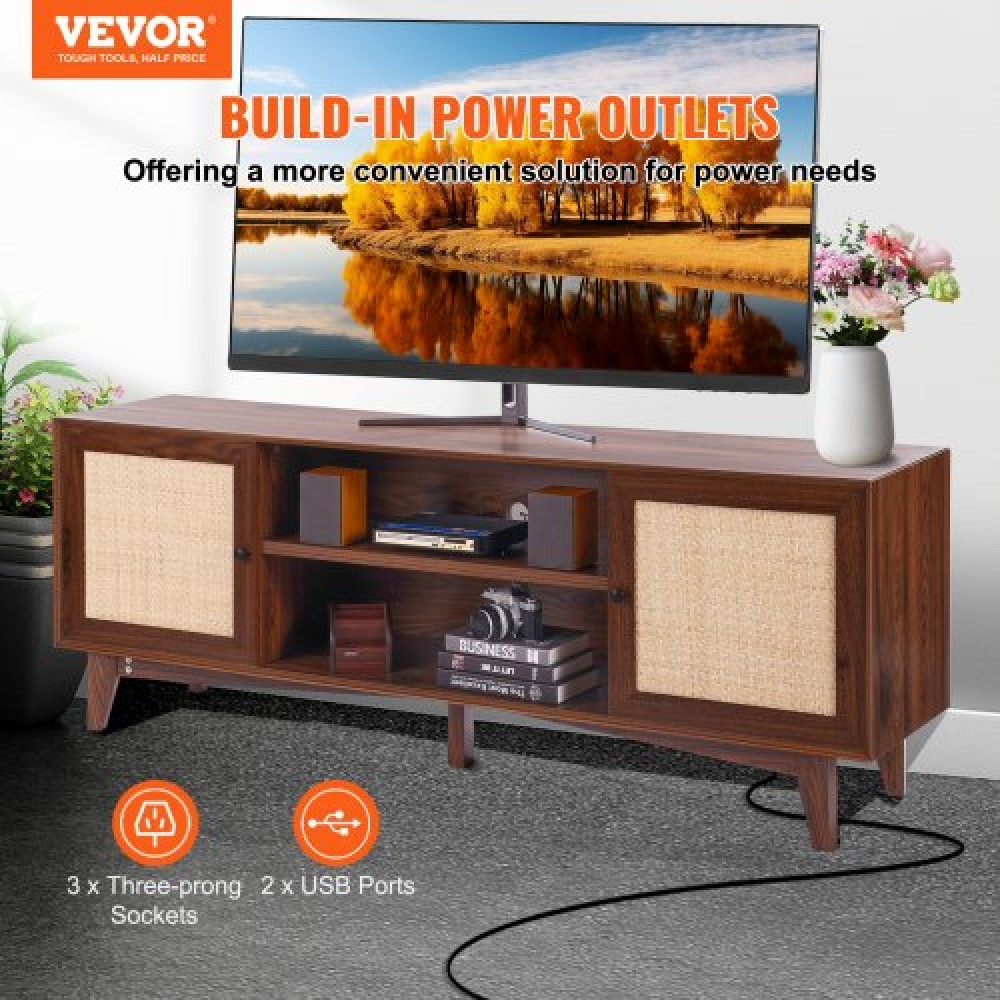 Βάση τηλεόρασης VEVOR Rattan 191 εκ. Τηλεόραση Boho Ντουλάπα TV Ντουλάπι τηλεόρασης Καρυδιά