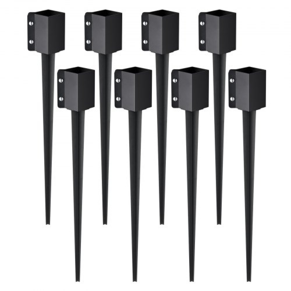 VEVOR Fence Post Anchor Ground Spike, 8 πακέτο 36 x 4 x 4 ίντσες εξωτερική διάμετρος (εσωτερική διάμετρος 3,5 x 3,5 ίντσες), μεταλλική μαύρη σκόνη με επίστρωση πάσσαλου, για κιγκλίδωμα κήπου κατάστρωμα γραμματοκιβωτίου