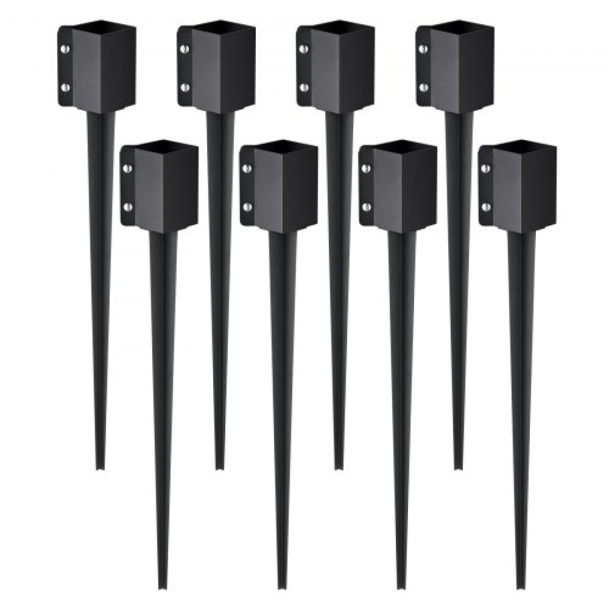 VEVOR Fence Post Anchor Ground Spike, 8 πακέτο 36 x 4 x 4 ίντσες εξωτερική διάμετρος (εσωτερική διάμετρος 3,5 x 3,5 ίντσες), μεταλλική μαύρη σκόνη με επίστρωση πάσσαλου, για κιγκλίδωμα κήπου κατάστρωμα γραμματοκιβωτίου