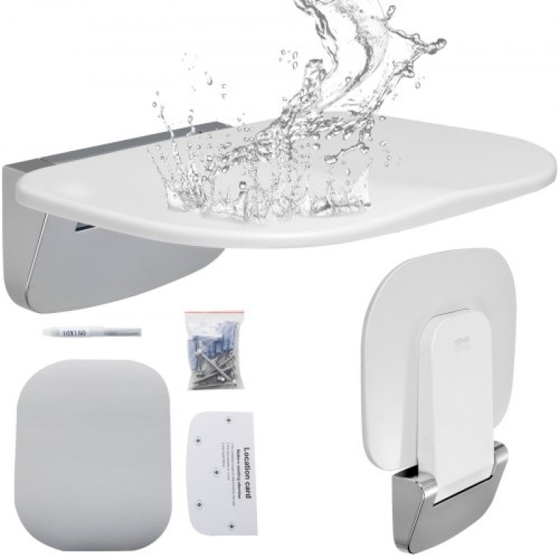 VEVOR Folding Shower Seat 13.6'' x 12.8'' Wall Mounted Shower Bench 450 lbs