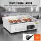 Εμπορική ηλεκτρική σχάρα VEVOR, 535 x 300 mm, 3200W, ρυθμιζόμενος έλεγχος θερμοκρασίας 50-300°C, σώμα από ανοξείδωτο ατσάλι, μισό αυλακωτό, μισό επίπεδο, με 2 σπάτουλες, 2 βούρτσες και 4 μαξιλαράκια ποδιών, για μπριζόλα, τηγανίτα