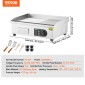 Εμπορική ηλεκτρική σχάρα VEVOR, 535 x 300 mm, 3200W, ρυθμιζόμενος έλεγχος θερμοκρασίας 50-300°C, σώμα από ανοξείδωτο ατσάλι, μισό αυλακωτό, μισό επίπεδο, με 2 σπάτουλες, 2 βούρτσες και 4 μαξιλαράκια ποδιών, για μπριζόλα, τηγανίτα