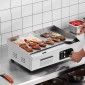 Εμπορική ηλεκτρική σχάρα VEVOR, 535 x 300 mm, 3200W, ρυθμιζόμενος έλεγχος θερμοκρασίας 50-300°C, σώμα από ανοξείδωτο ατσάλι, μισό αυλακωτό, μισό επίπεδο, με 2 σπάτουλες, 2 βούρτσες και 4 μαξιλαράκια ποδιών, για μπριζόλα, τηγανίτα