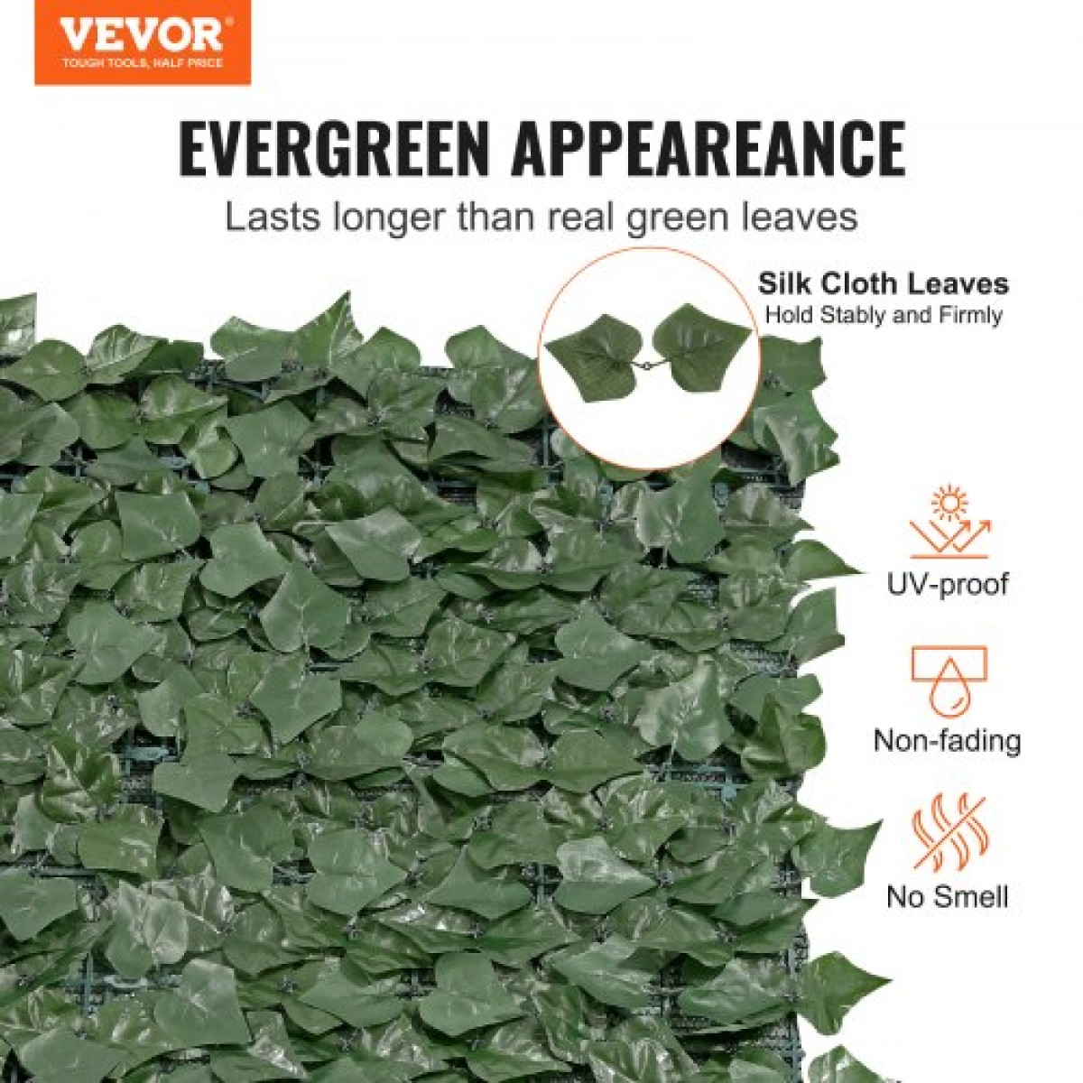 VEVOR Ivy Privacy Fence, Τεχνητή πράσινη οθόνη τοίχου 1,5 x 2,5 m, Greenery Ivy Fence με διχτυωτό πανί και ενισχυμένη άρθρωση, Faux Hedges Διακόσμηση αμπελόφυλλων για εξωτερικό κήπο, αυλή, μπαλκόνι