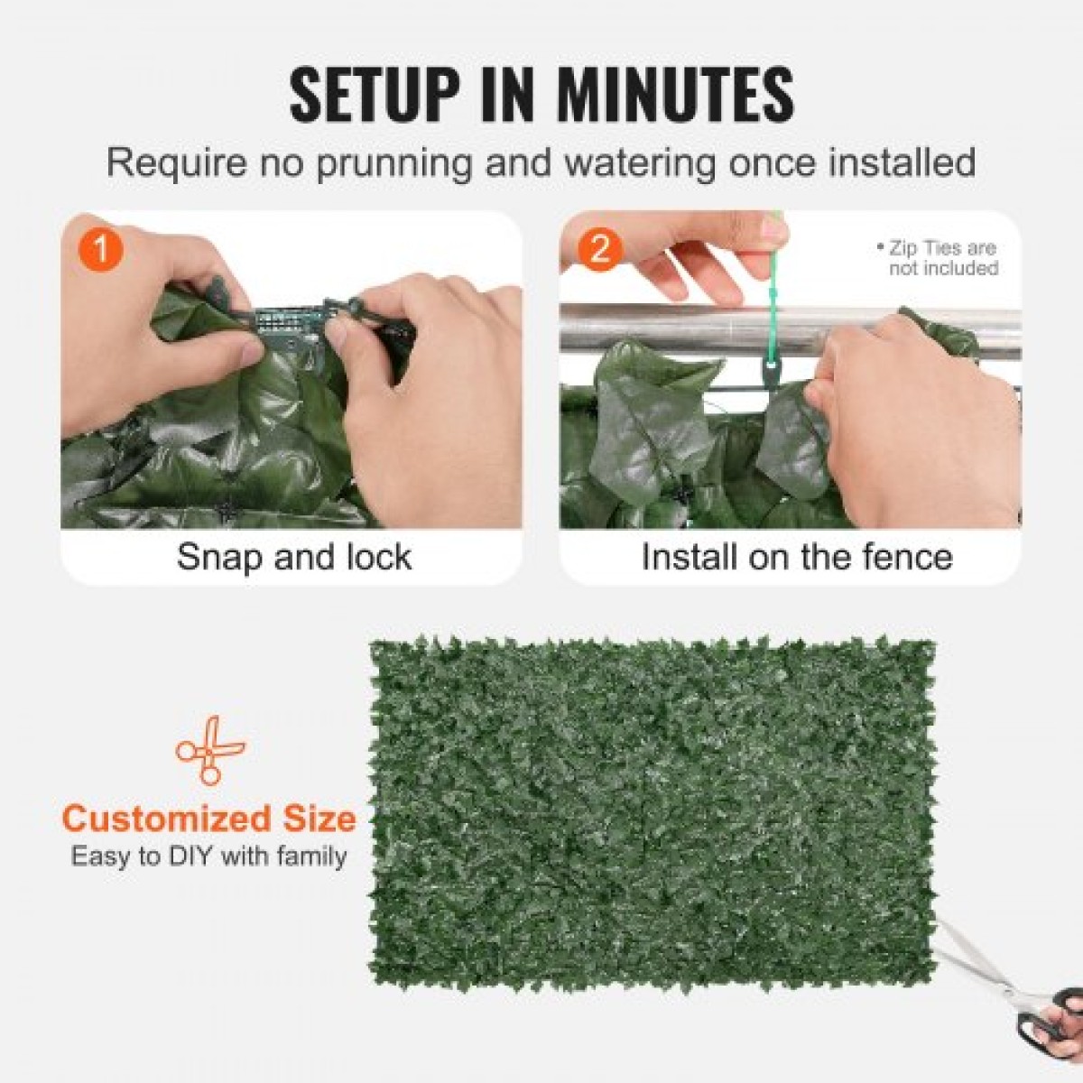VEVOR Ivy Privacy Fence, Τεχνητή πράσινη οθόνη τοίχου 1,5 x 2,5 m, Greenery Ivy Fence με διχτυωτό πανί και ενισχυμένη άρθρωση, Faux Hedges Διακόσμηση αμπελόφυλλων για εξωτερικό κήπο, αυλή, μπαλκόνι